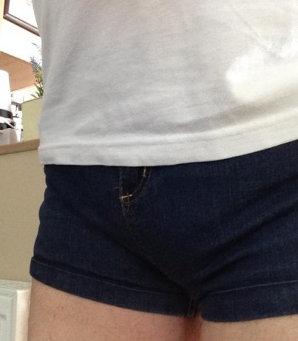 Tight stretchy denim shorts for squash practice:)